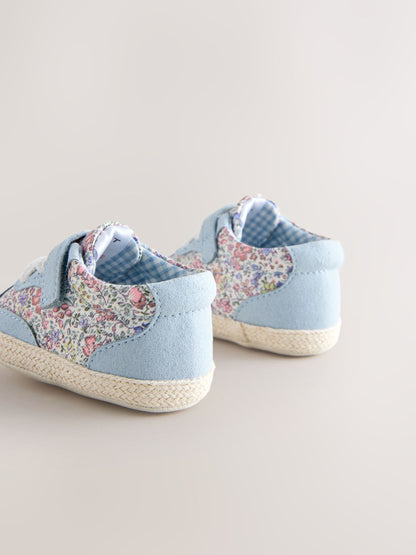 Blue Floral Baby Touch Fasten Trainers (0-24mths) image 5