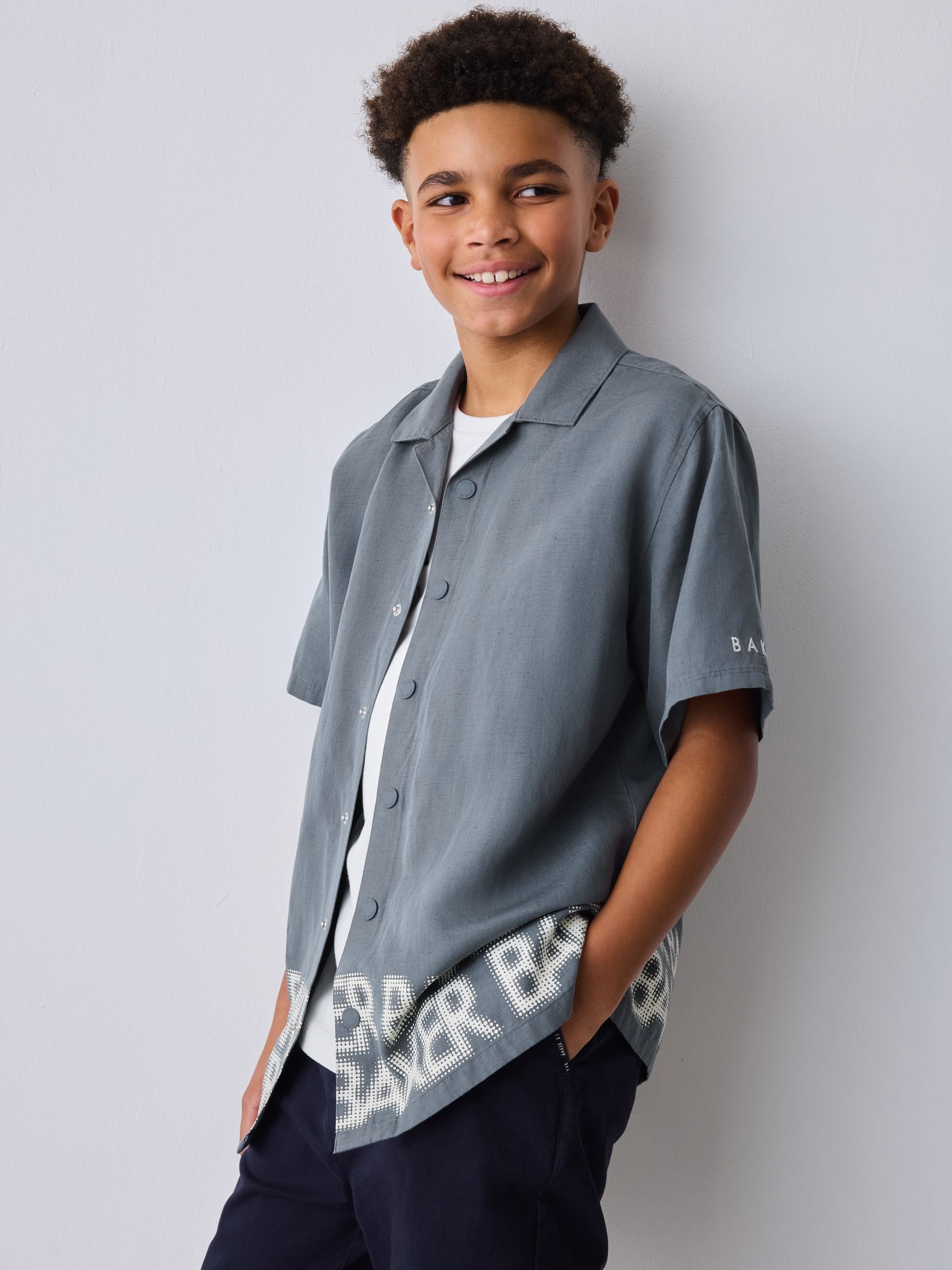 Dsiney Kidz - Baker by Ted Baker Grey Border Print Shirt and T-Shirt Set image 2