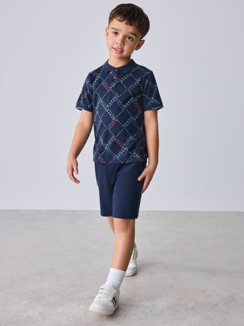 Dsiney Kidz - Baker by Ted Baker All Over Print Polo Shirt and Shorts Set image 1