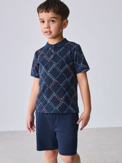 Baker by Ted Baker All Over Print Polo Shirt and Shorts Set image 3
