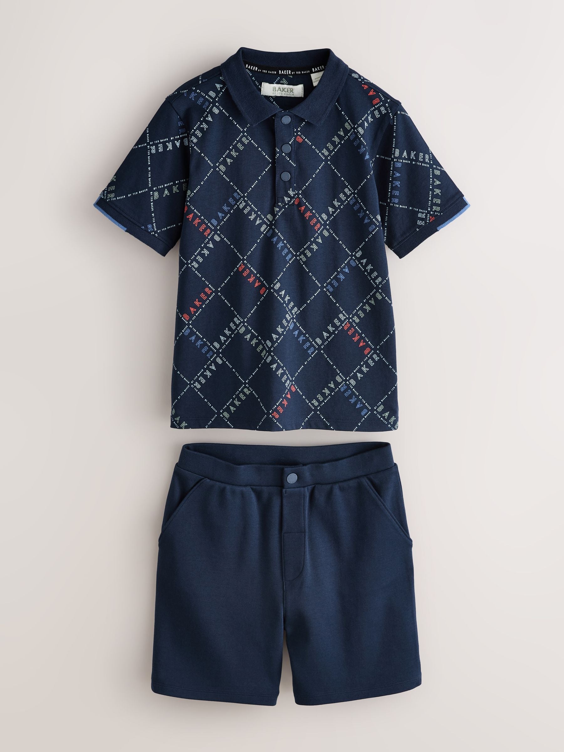 Baker by Ted Baker All Over Print Polo Shirt and Shorts Set image 8