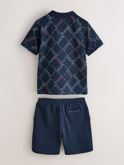 Baker by Ted Baker All Over Print Polo Shirt and Shorts Set image 9