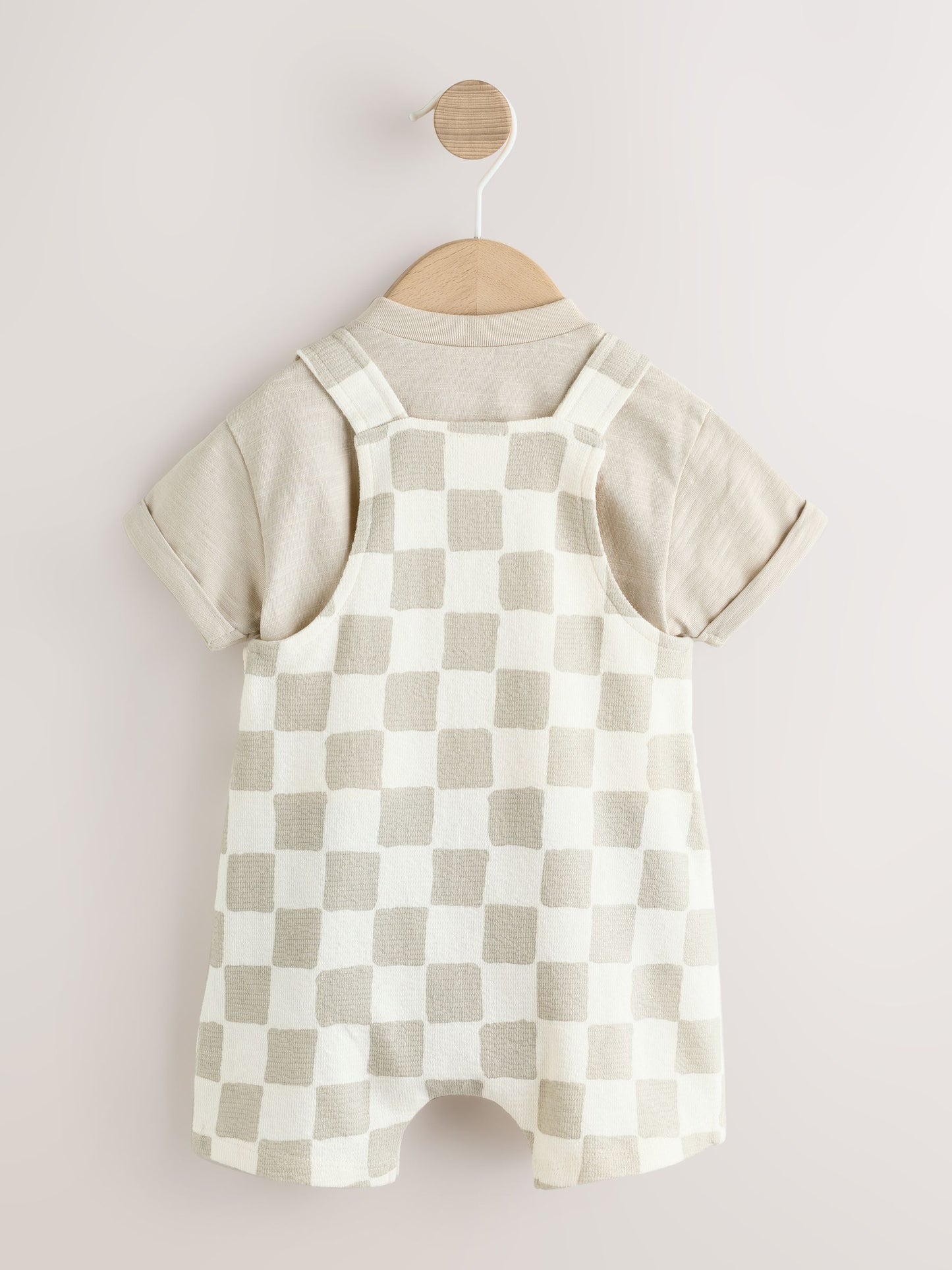 Grey/Neutral Checkerboard Jersey Dungarees and Bodysuit Baby Set (0mths-2yrs) image 3