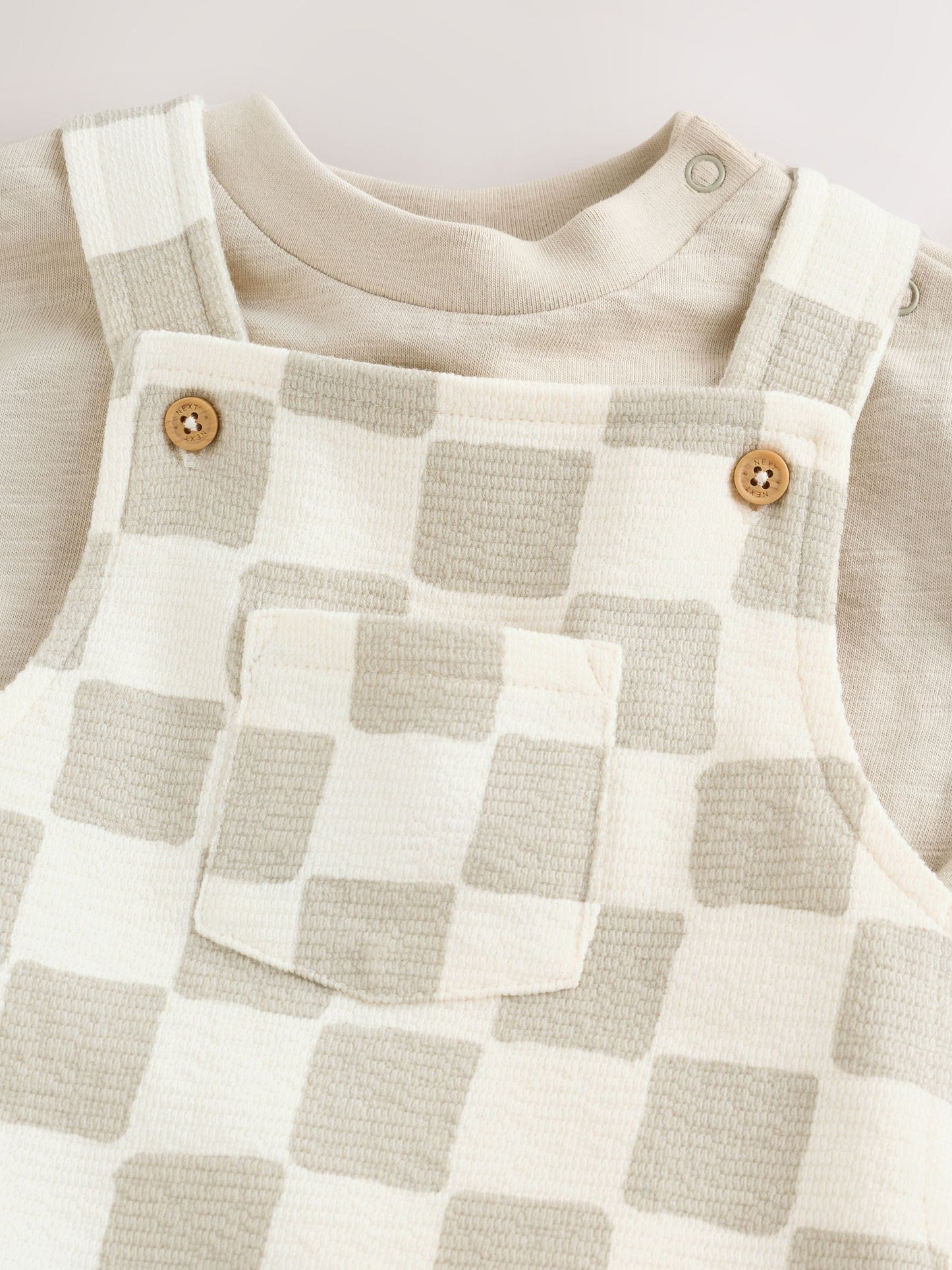 Grey/Neutral Checkerboard Jersey Dungarees and Bodysuit Baby Set (0mths-2yrs) image 5