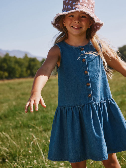 Dsiney Kidz - Blue Denim Drop Waist Button Through Dress (3-16yrs) image 1