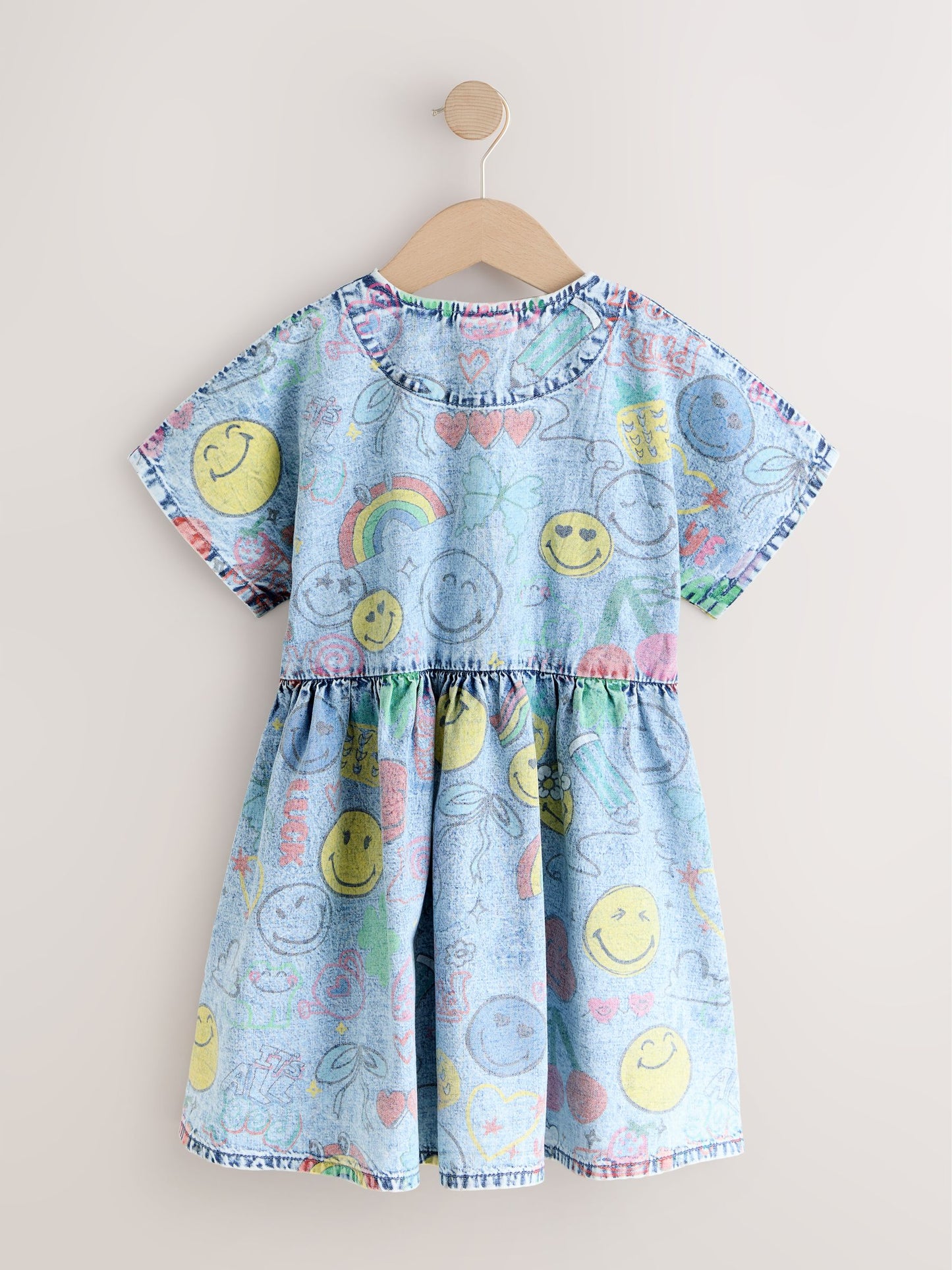 Blue Denim Button Through Smiley Dress (3-16yrs) image 6