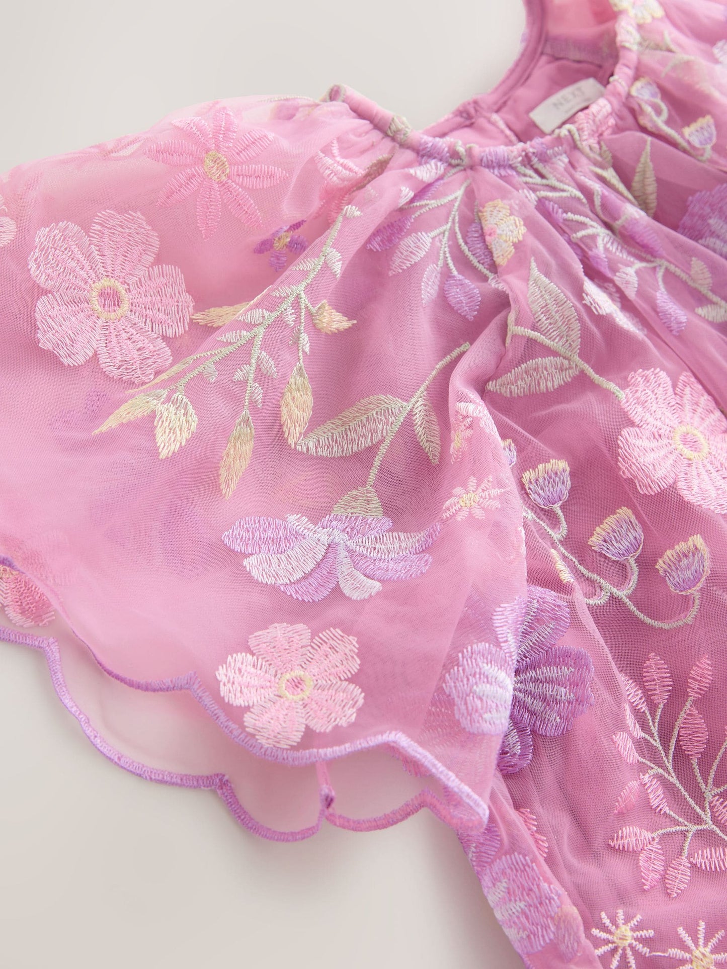 Pink Flower Embroidered Tiered Occasion Dress (3-16yrs) image 6