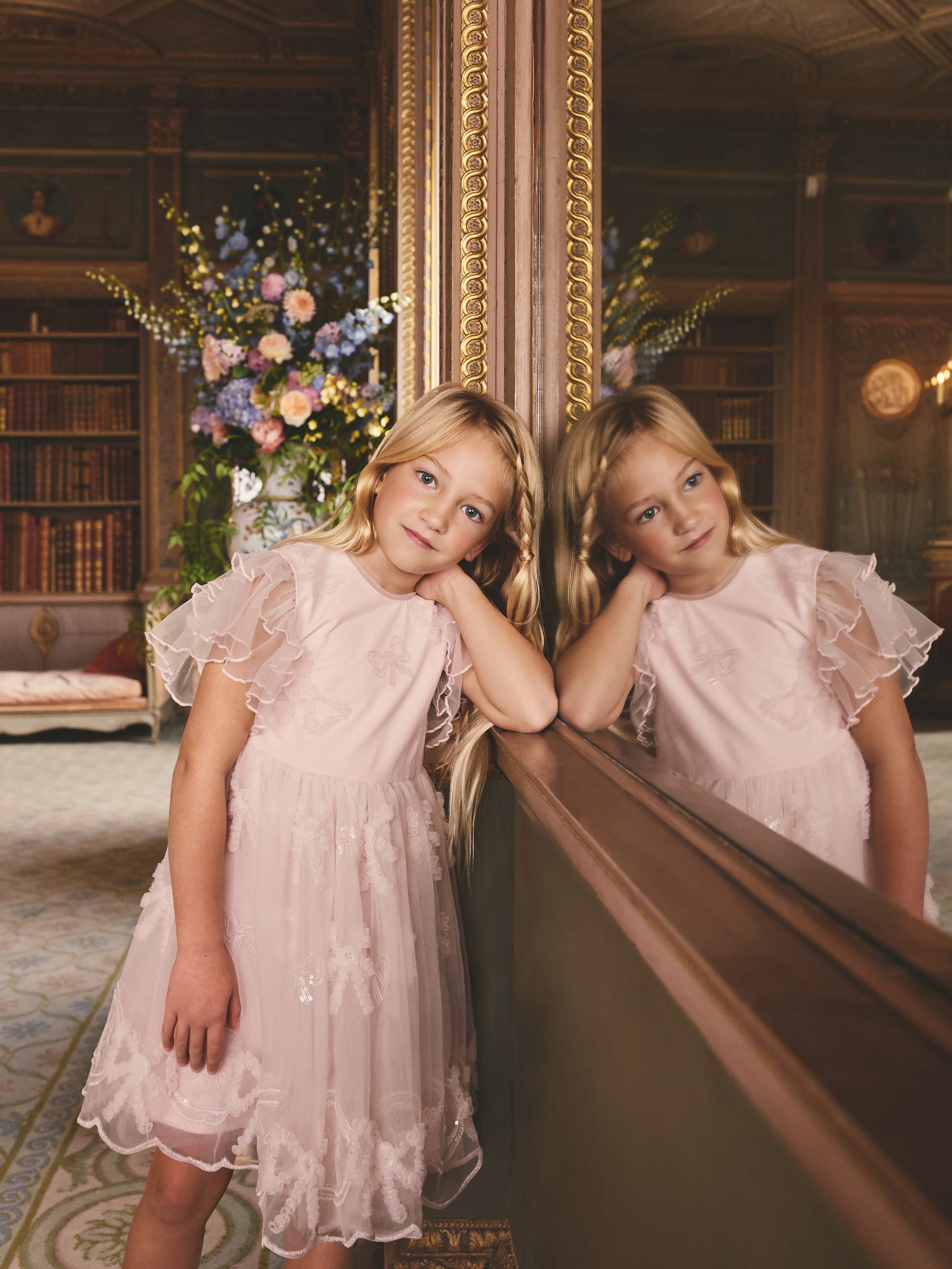 Pink Bow Embellished Mesh Occasion Dress (3-16yrs) image 1