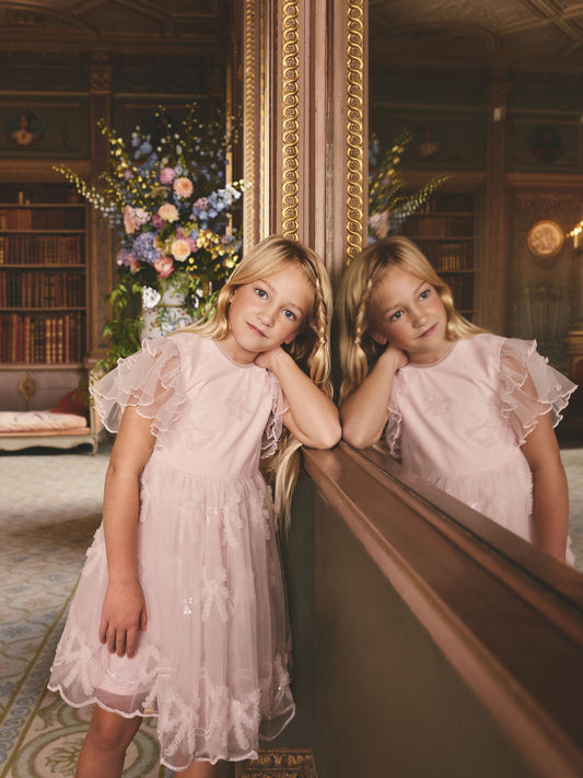 Pink Bow Embellished Mesh Occasion Dress (3-16yrs) image 1