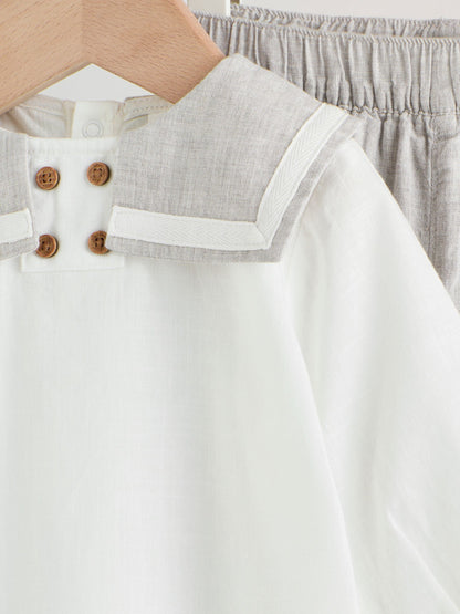 Grey/White Shirt and Trousers Baby Set (0mths-3yrs) image 3