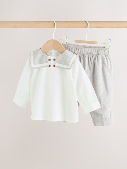 Grey/White Shirt and Trousers Baby Set (0mths-3yrs) image 4