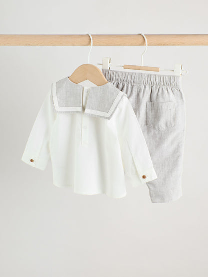 Grey/White Shirt and Trousers Baby Set (0mths-3yrs) image 5