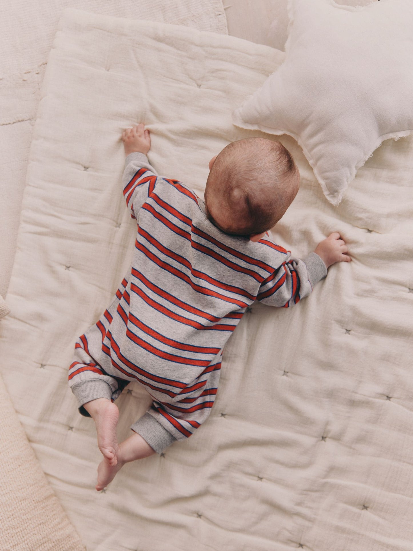 Red/Grey Stripe Baby Sweat Romper (0mths-3yrs) image 3