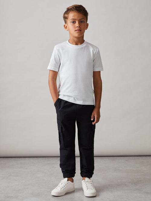 Reiss Black Lucian 9-13 yrs Technical Drawstring Trousers image 1