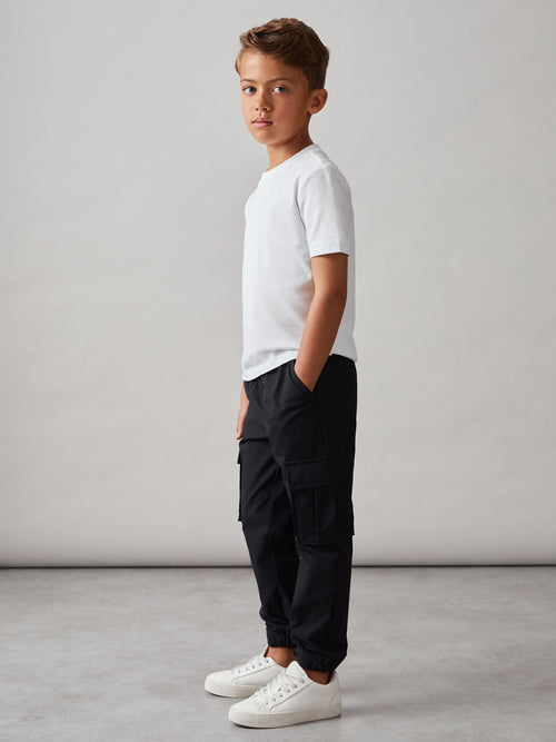 Reiss Black Lucian 3-9 yrs Technical Drawstring Trousers image 1