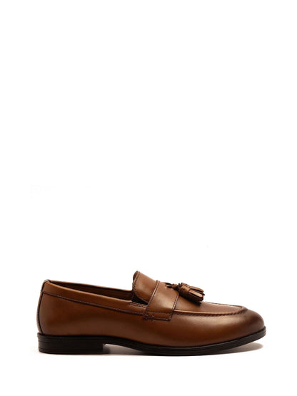 Off The Hook Brown Clinton Leather Slip On Formal Tassel Shoes image 2