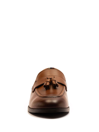 Off The Hook Brown Clinton Leather Slip On Formal Tassel Shoes image 3