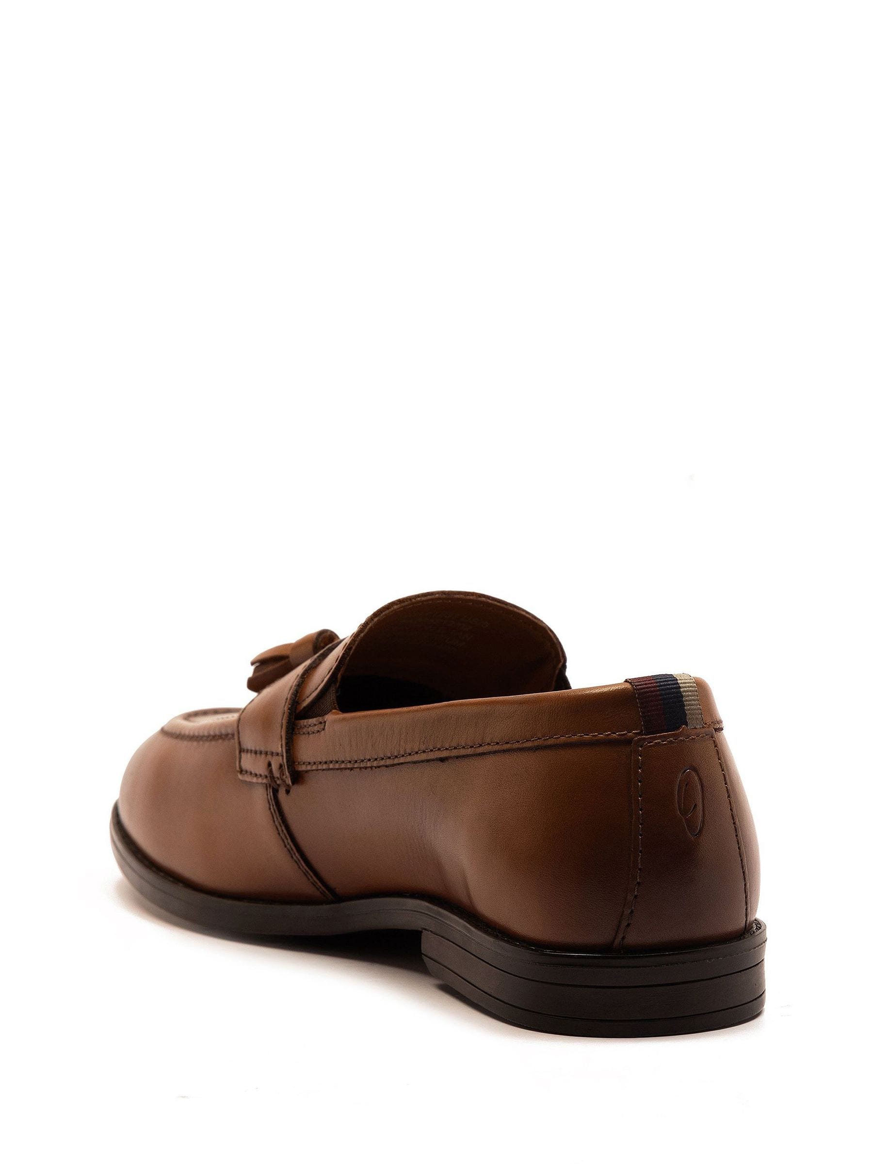 Off The Hook Brown Clinton Leather Slip On Formal Tassel Shoes image 4