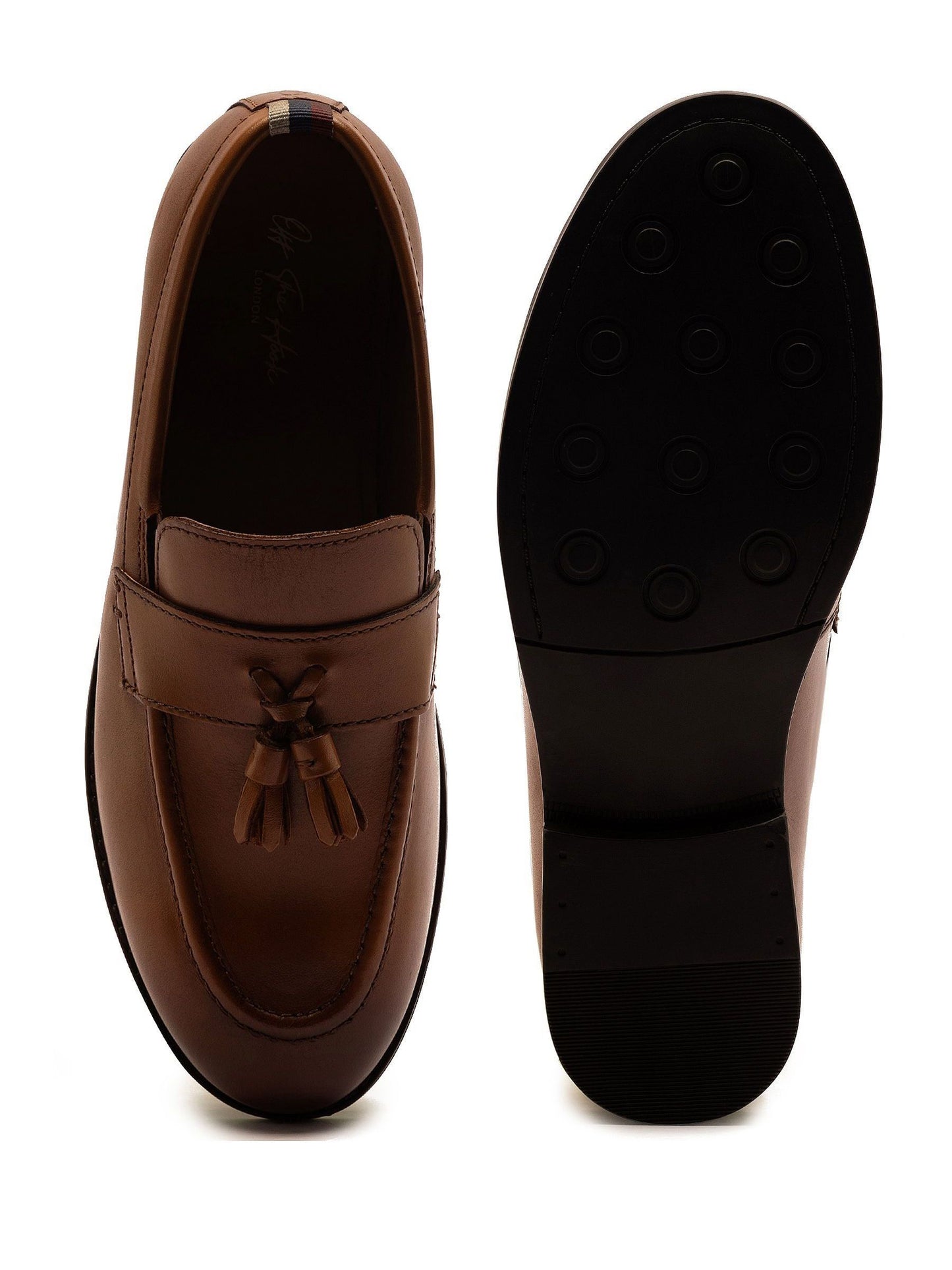 Off The Hook Brown Clinton Leather Slip On Formal Tassel Shoes image 6