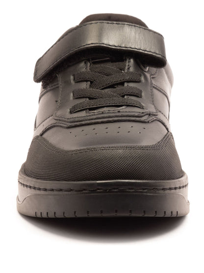 Off The Hook Black Marty Round Toe Single Strap With Lace-Up Leather School Shoes image 4
