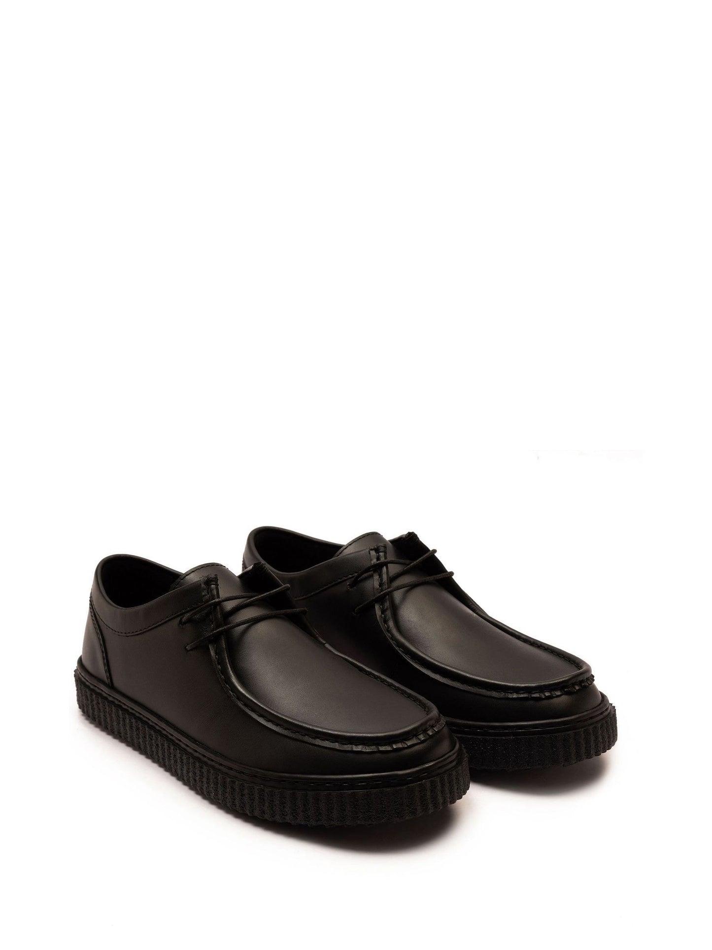 Off The Hook Black Hetfield Leather Lace-Up Casual Boat Shoes image 1