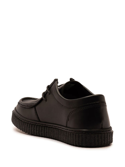 Off The Hook Black Hetfield Leather Lace-Up Casual Boat Shoes image 3