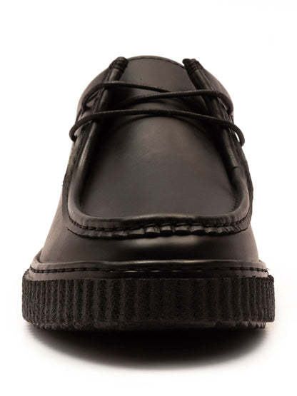 Off The Hook Black Hetfield Leather Lace-Up Casual Boat Shoes image 4