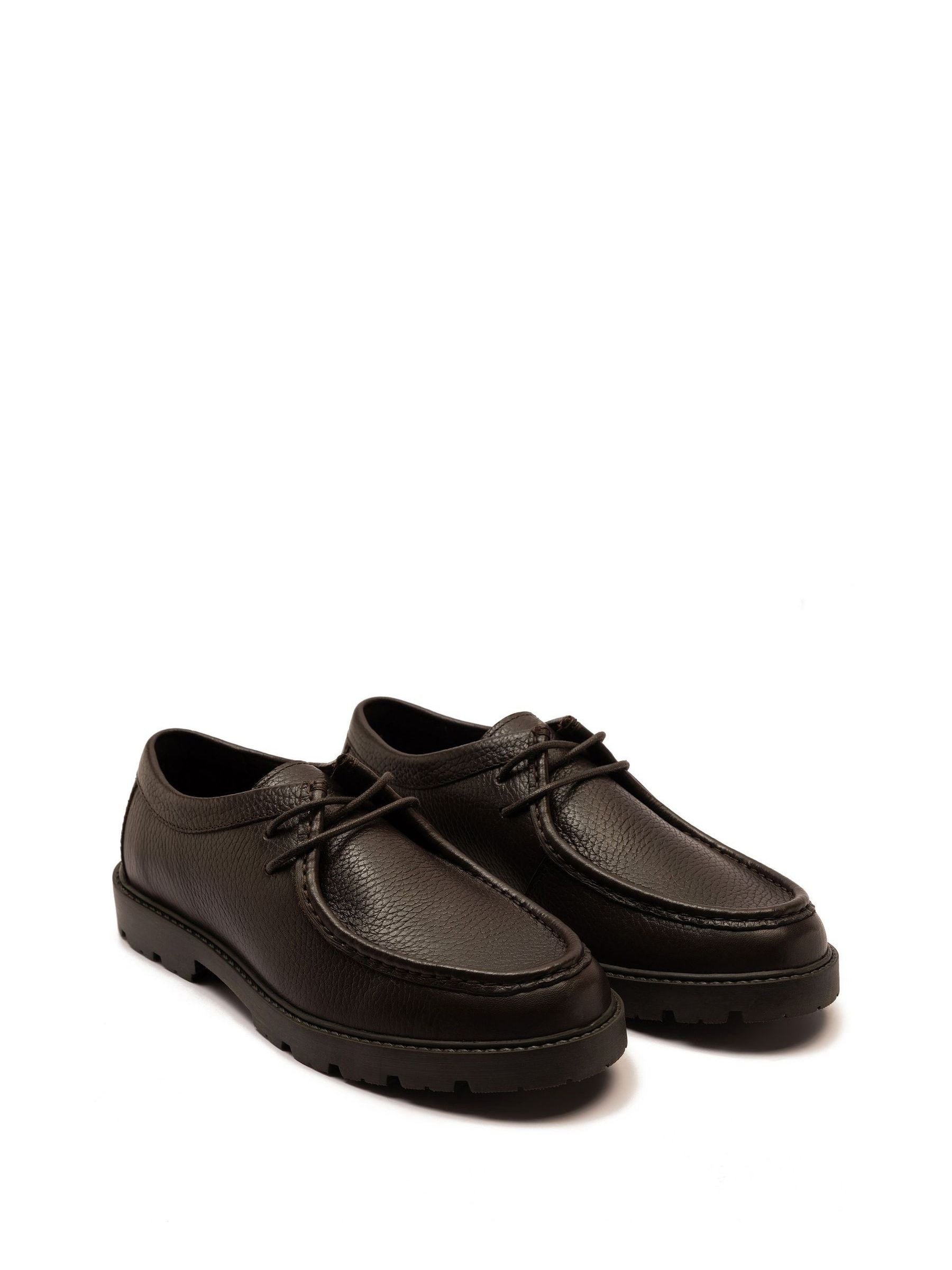 Off The Hook Brown Sky Leather Lace-Up Casual Boat Shoes image 2