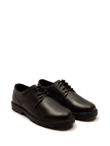 Off The Hook Black Vito Leather Derby Lace-Up School Shoes image 1
