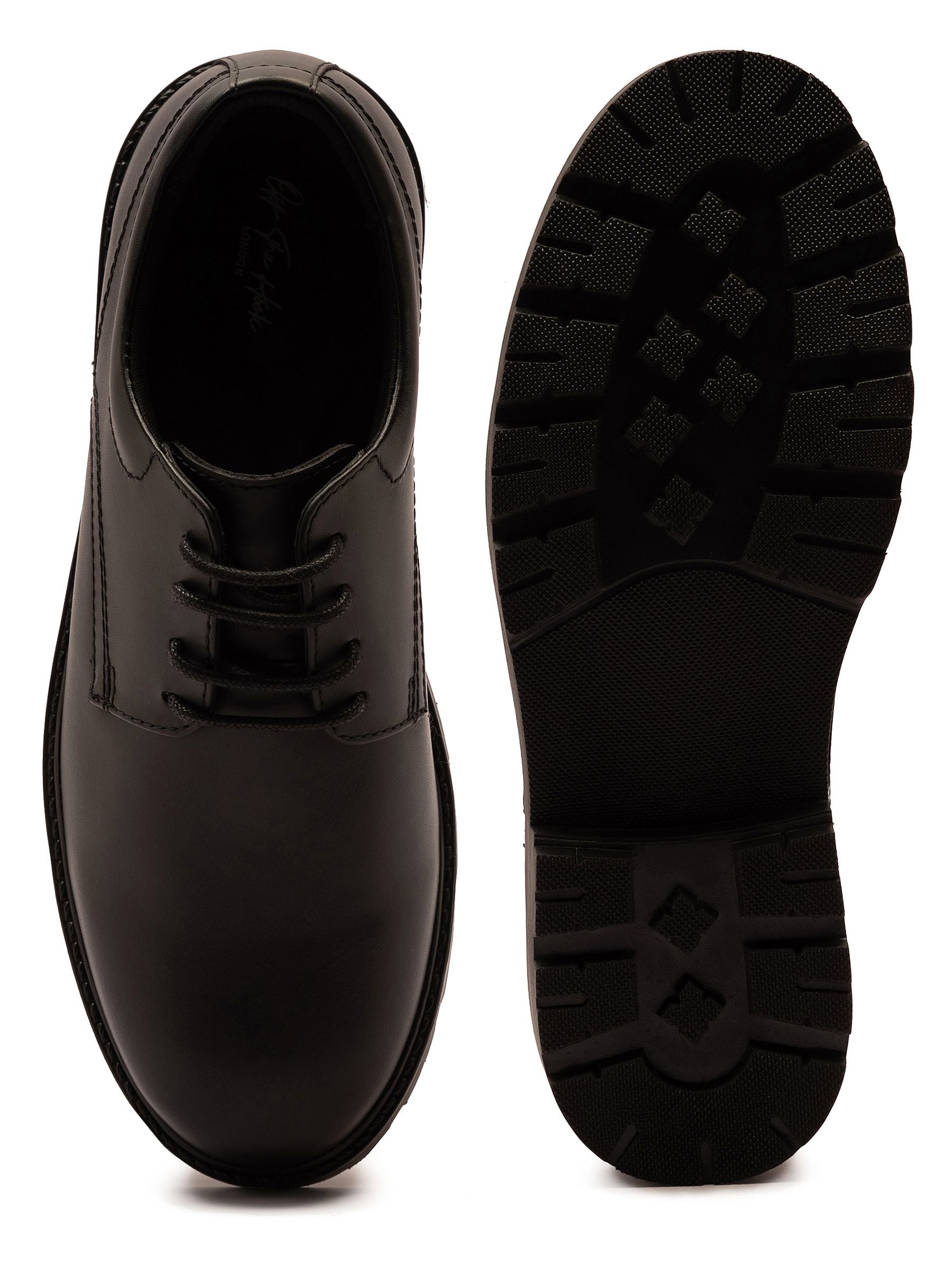 Off The Hook Black Vito Leather Derby Lace-Up School Shoes image 6