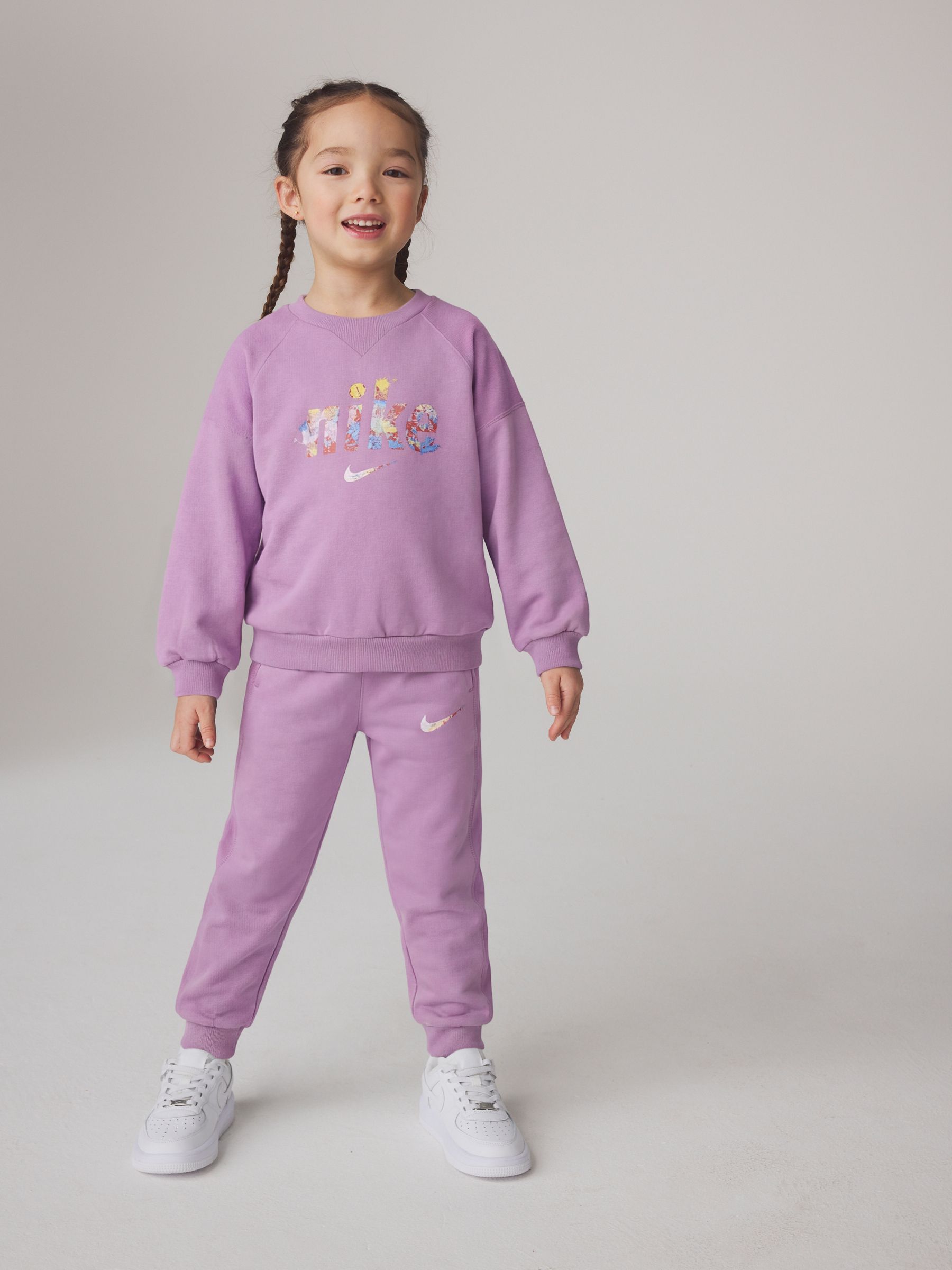 Nike Purple Little Kids Graphic Crew and Joggers Set image 1