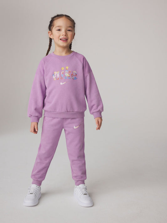 Nike Purple Little Kids Graphic Crew and Joggers Set image 1