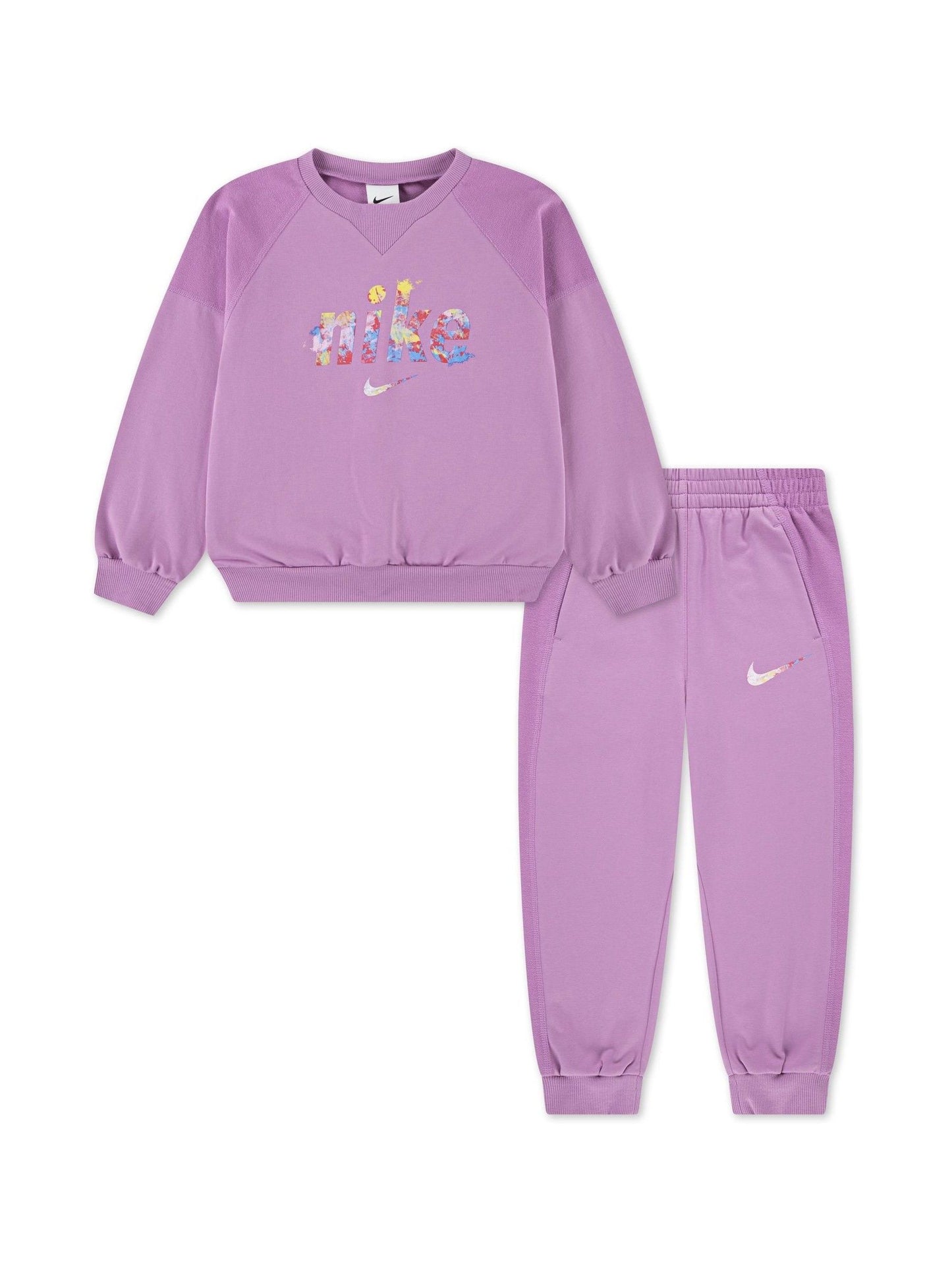 Nike Purple Little Kids Graphic Crew and Joggers Set image 2