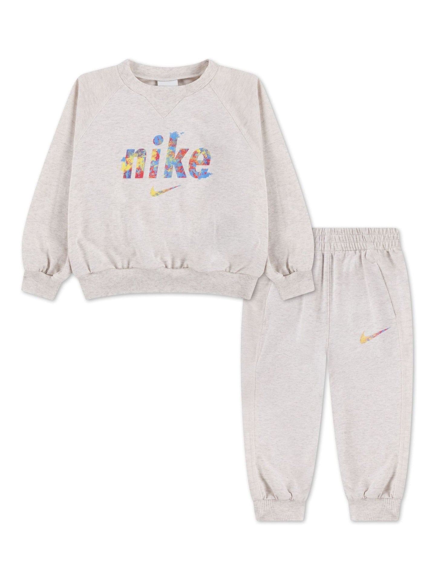 Nike Brown Little Kids Graphic Crew and Joggers Tracksuit Set image 1