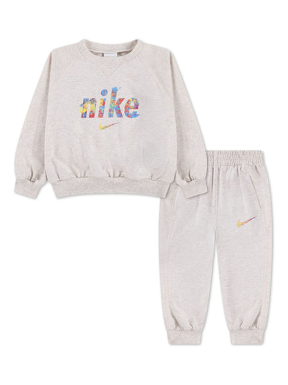 Nike Brown Little Kids Graphic Crew and Joggers Tracksuit Set image 1