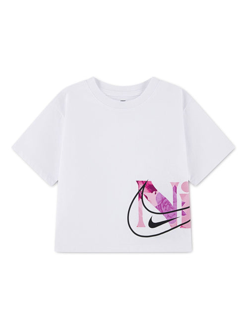 Dsiney Kidz - Nike White Little Kids Move With Nature Graphic Boxy Fit T-Shirt image 1