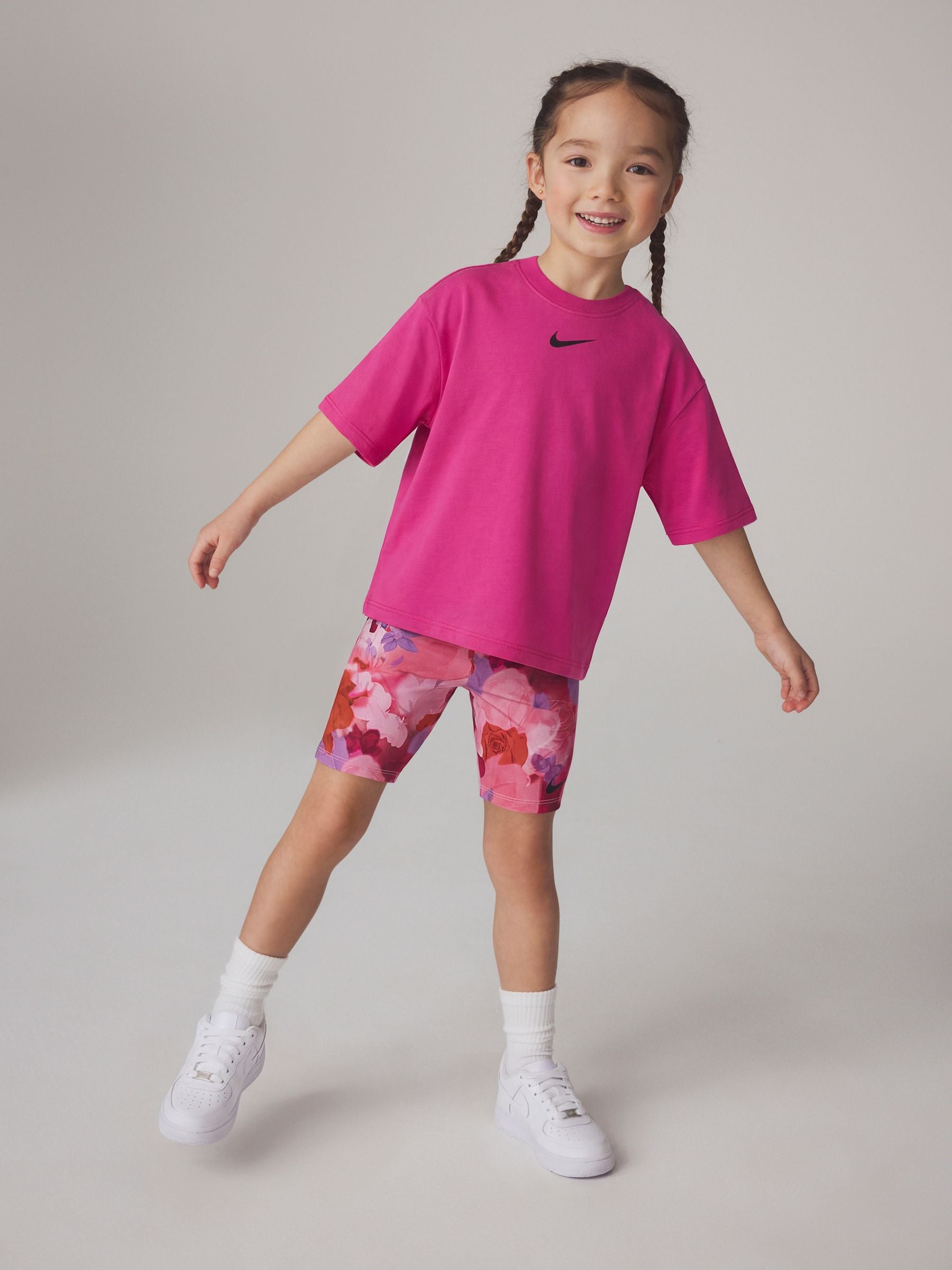Nike Purple Little Kids Move With Nature Tshirt and Bike Shorts Set image 1