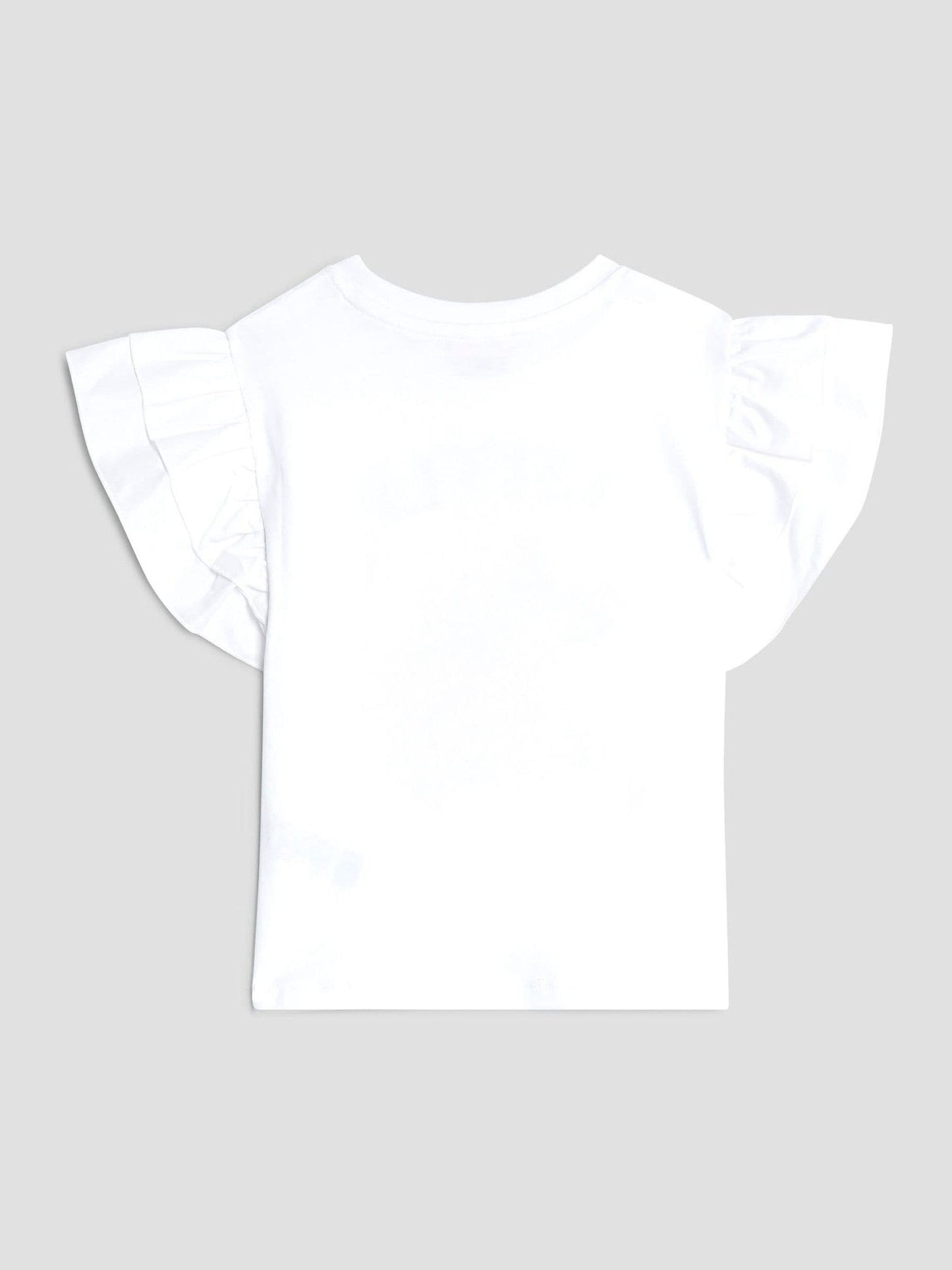 River Island White Girls Frill Sleeve Bear Print T-Shirt image 2