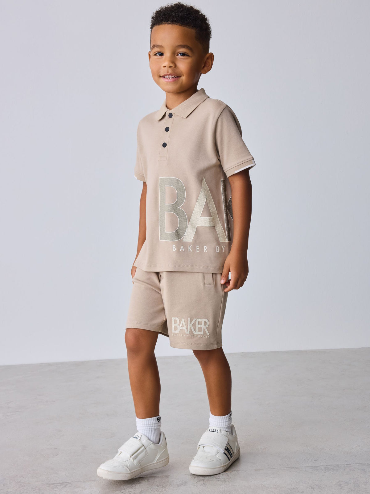 Dsiney Kidz - Baker by Ted Baker Stone Graphic Polo Shirt and Shorts Set image 1