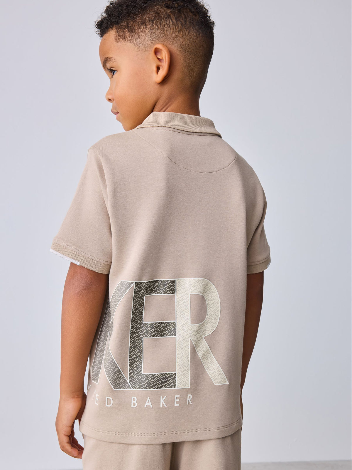 Dsiney Kidz - Baker by Ted Baker Stone Graphic Polo Shirt and Shorts Set image 3