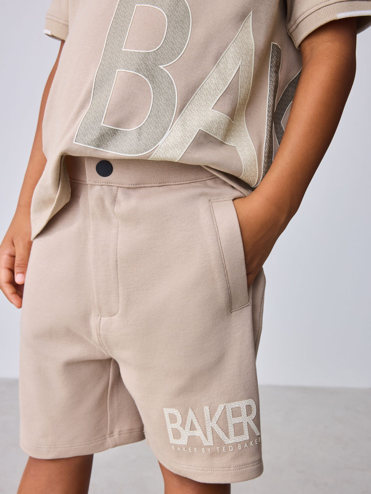 Dsiney Kidz - Baker by Ted Baker Stone Graphic Polo Shirt and Shorts Set image 5