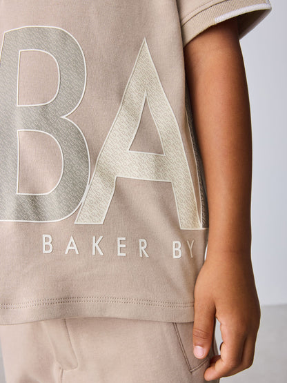 Dsiney Kidz - Baker by Ted Baker Stone Graphic Polo Shirt and Shorts Set image 6