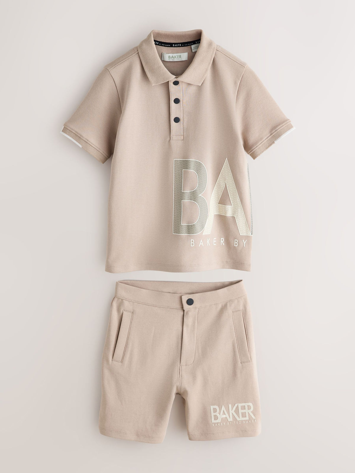 Dsiney Kidz - Baker by Ted Baker Stone Graphic Polo Shirt and Shorts Set image 7