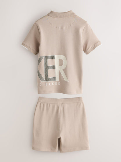 Baker by Ted Baker Stone Graphic Polo Shirt and Shorts Set image 8