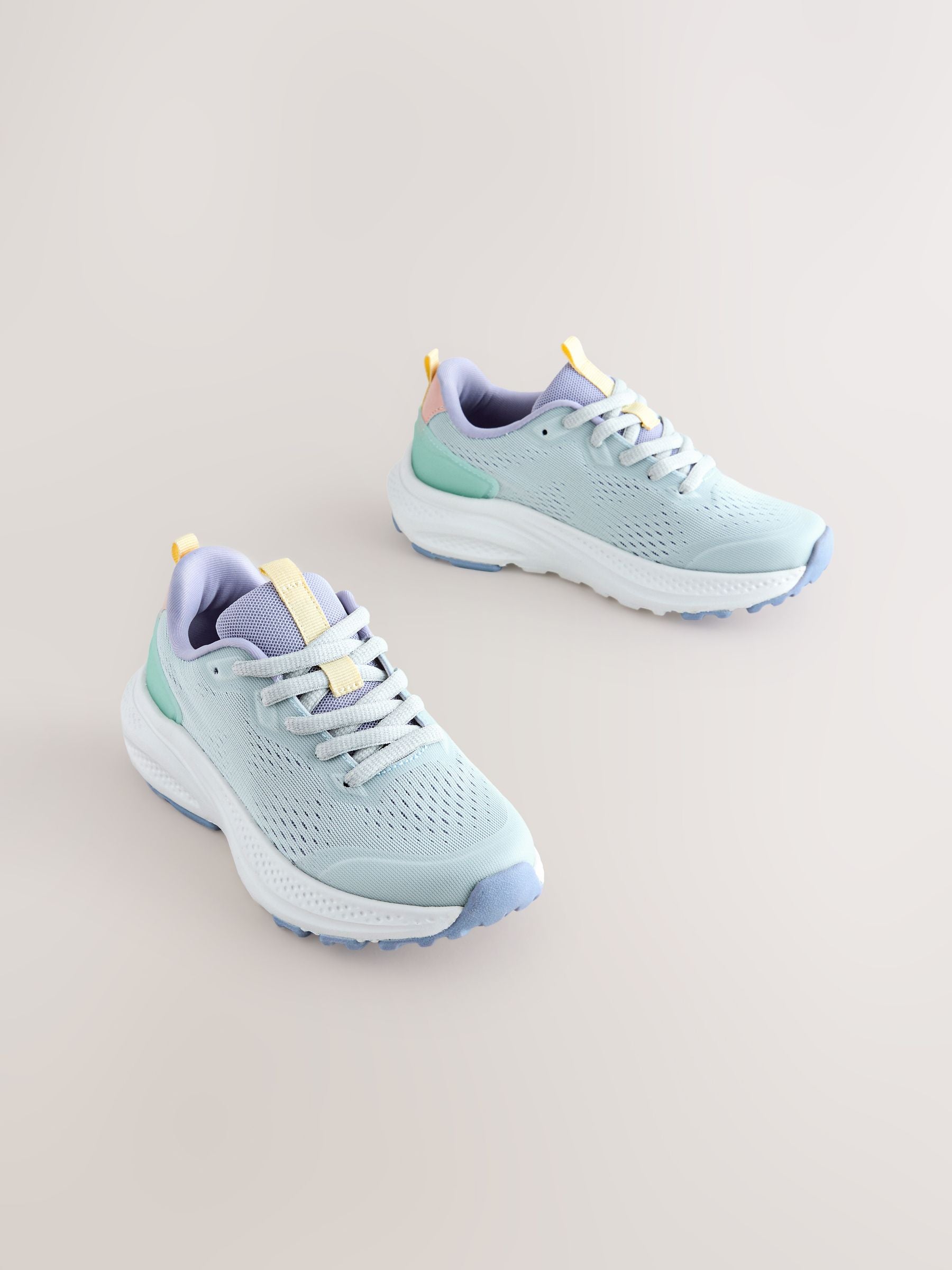 Light Blue Lace Up Mesh Trainers image 1