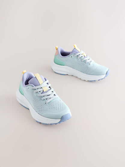 Light Blue Lace Up Mesh Trainers image 1