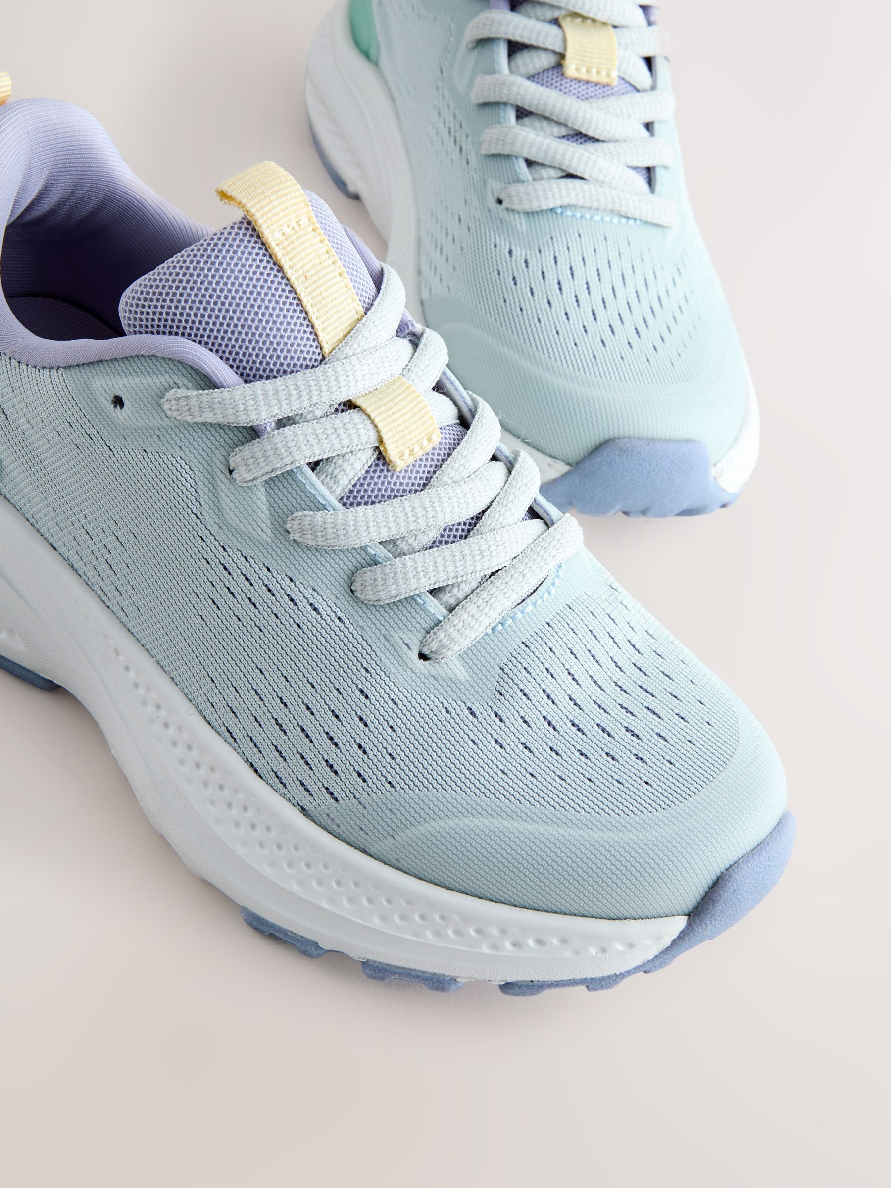 Light Blue Lace Up Mesh Trainers image 4