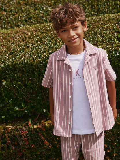 Dsiney Kidz - Baker by Ted Baker Textured Striped Shirt, T-Shirt and Shorts Set image 2