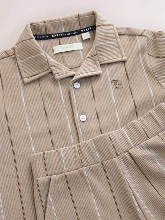 Baker by Ted Baker Stripe Brown Shirt and Shorts Set image 3