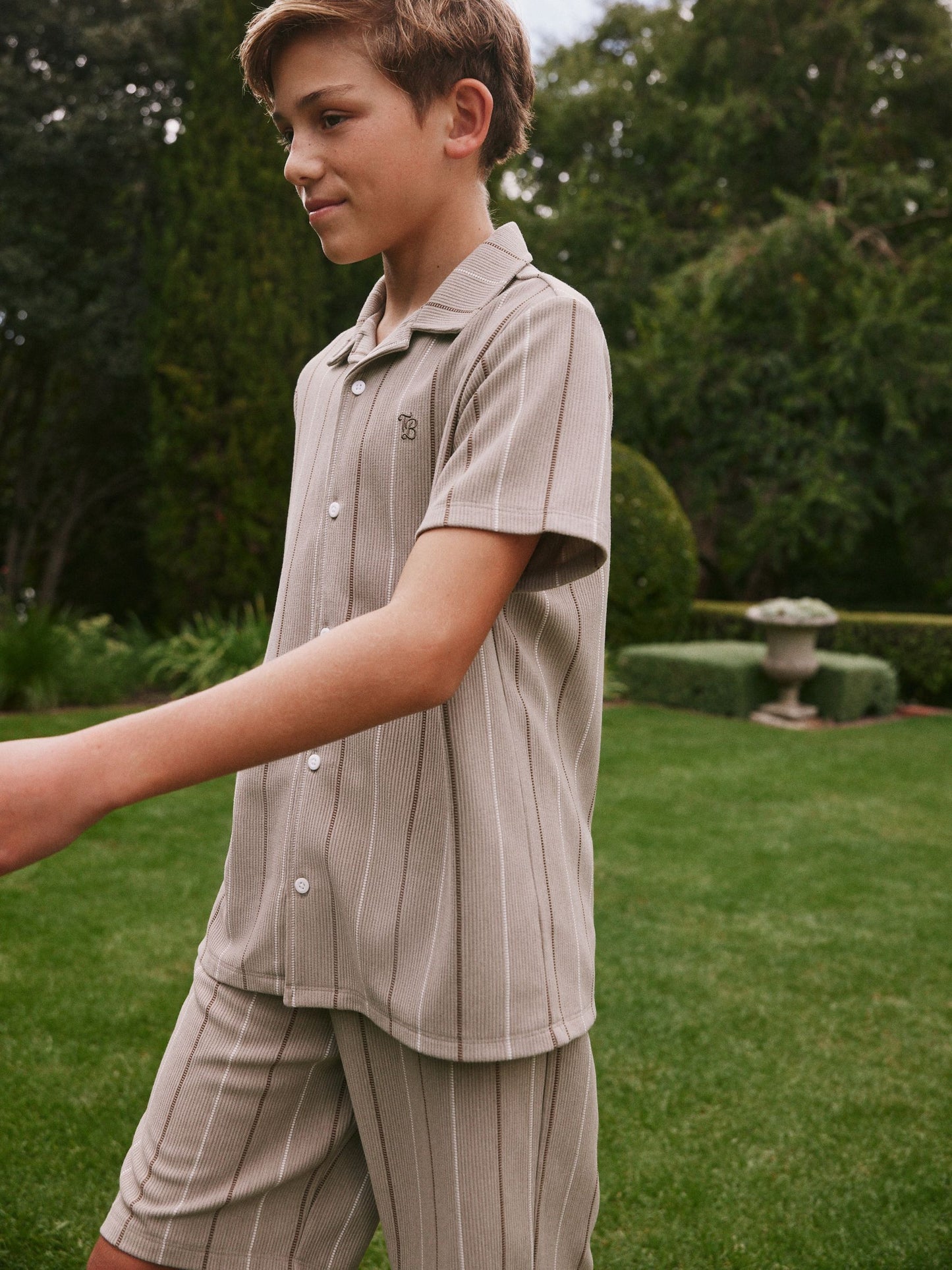 Dsiney Kidz - Baker by Ted Baker Stripe Brown Shirt and Shorts Set image 2
